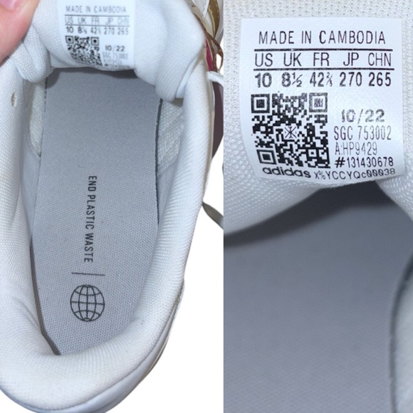 Adidas Women's White Sneakers with Pink, Blue, and Gold Stripes - Picture 15 of 16